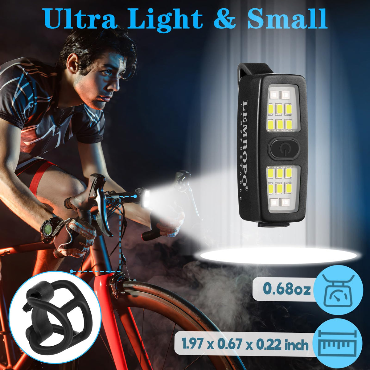 Lembopo Small Rechargeable EDC Flashlight 2 Pack, Clip on Running Lights Gift for Runners, Safety Bike Lights for Dog Walking at Night, Hands Free Running Accessories Gear for Women Men