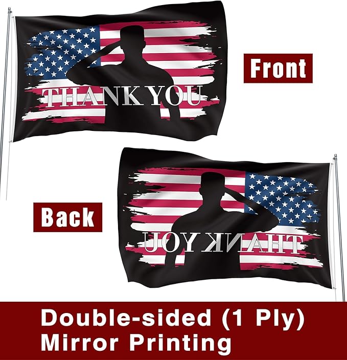Veteran Military Garden Flag Thank You Veterans Flag for Military Soldiers Boots Memorial Day, 3x5 Ft Double Sided Christian Banners with Brass Grommets Outdoor House Decorations Flag