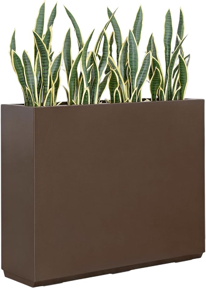 Metallic Heavy Planter for Outdoor Plants, 38Lx10Wx30H Inches Tall and Long Metal Divider Planter Box for Outside & Indoor, No Assembly Required (Espresso)