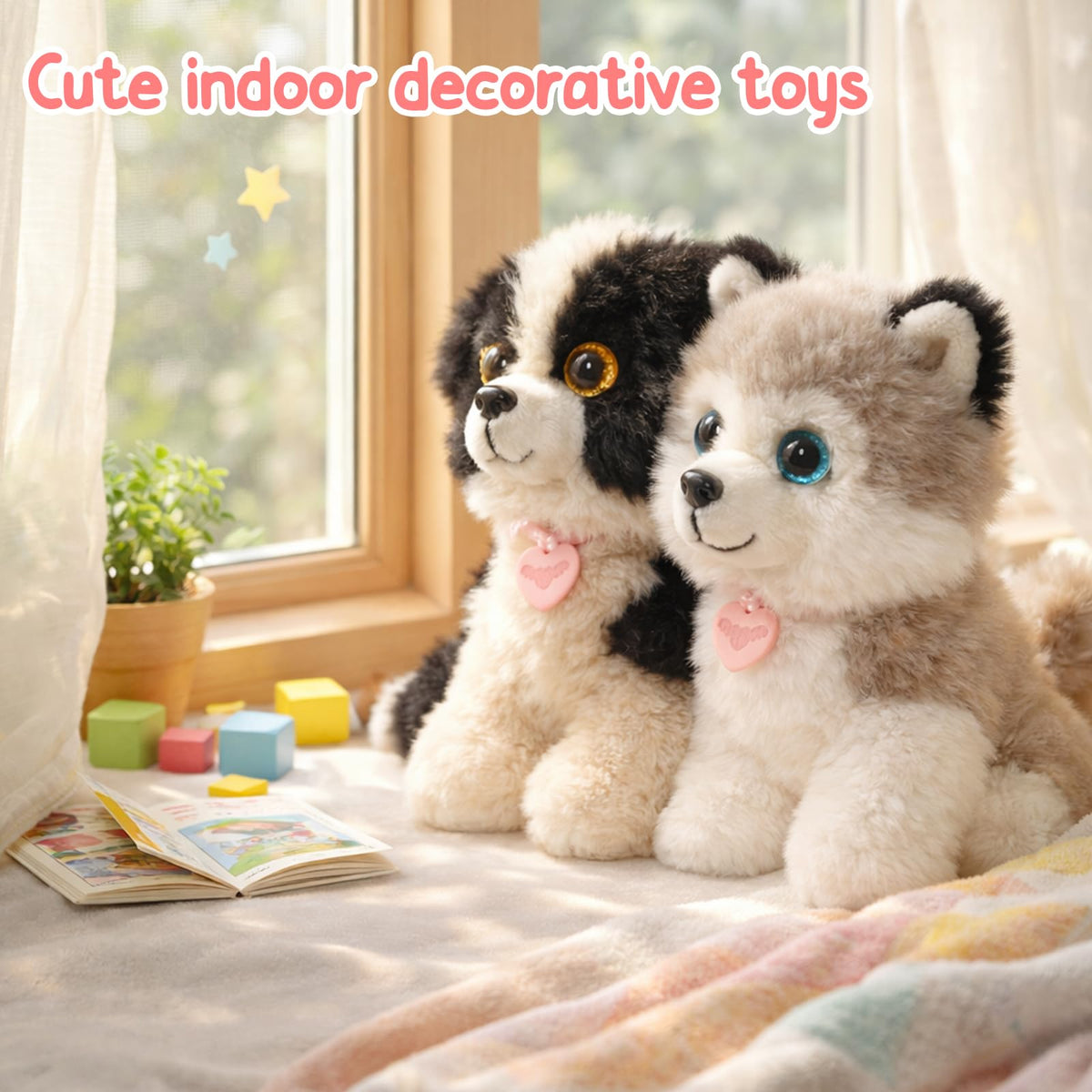 Mushymallow Sitting Dog Stuffed Animal Soft Plush Toy, Black