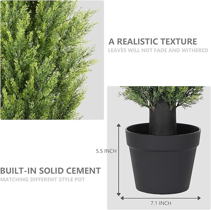 THE BLOOM TIMES 6ft Tall Topiary Trees Artificial Outdoor – UV Resistant Faux Cedar Pine Cypress Bushes and Shrubs, Fake Potted Plants for Front Porch Outside Planter Patio Decor, Set of 2 (6 Foot)