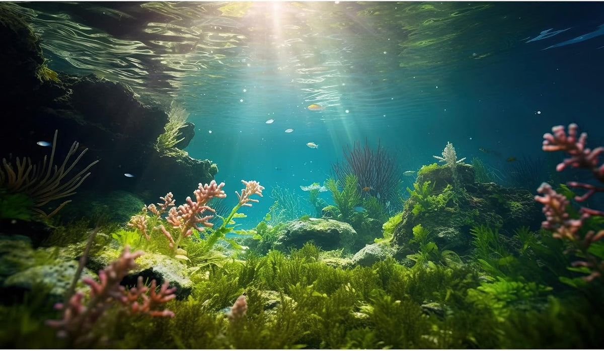 Ocean Floor Fish Tank Background Under The Sea Aquarium Background Underwater Aquatic Plants Sunray Terrarium Backgrounds Deep Sea Rock Tropical Aquarium Fish Tank Backgrounds Decors 24x12in