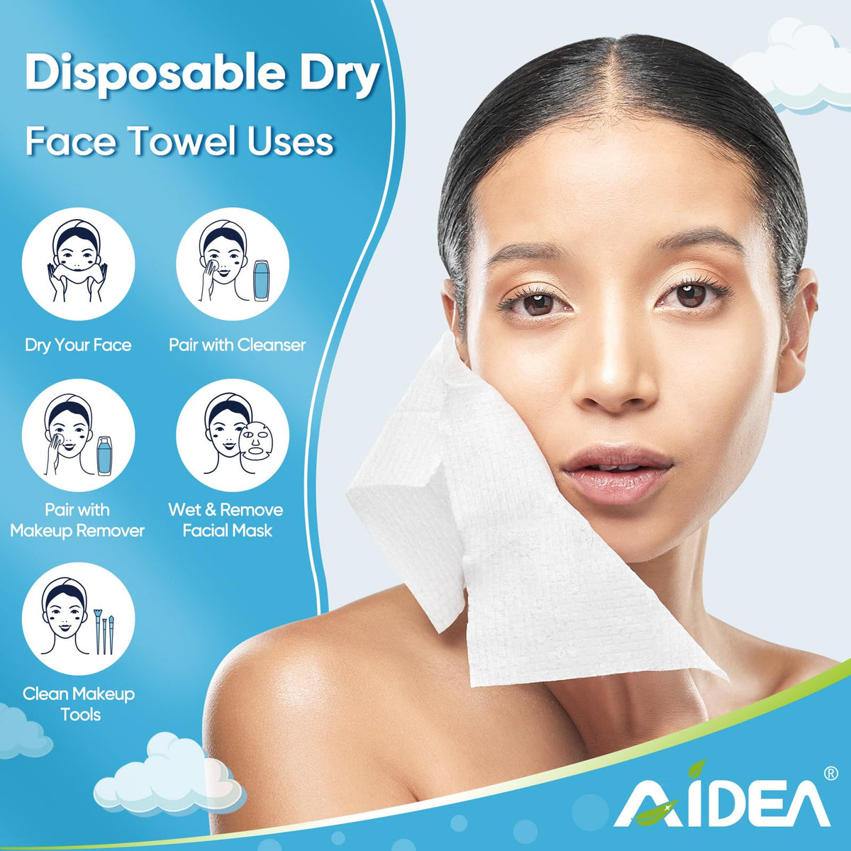 AlDEA Face Towels Disposable-600Ct, Face Towelettes for Sensitive Skin