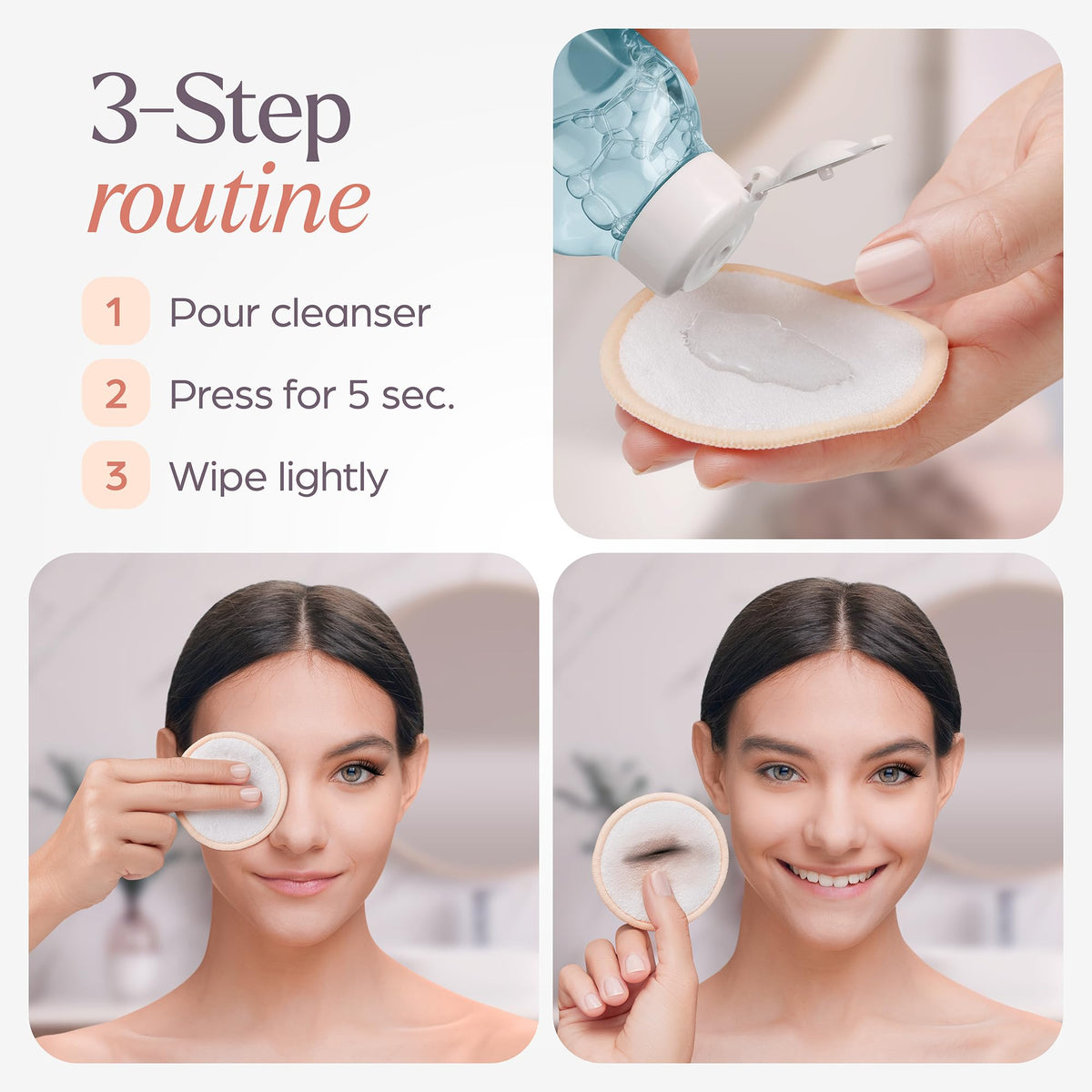 VIVAGO Reusable Cotton Rounds for Face - 20 Pack