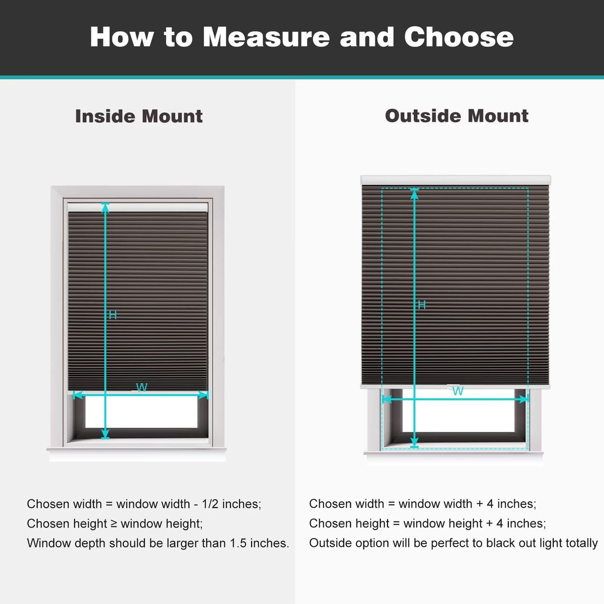 Blackout Cordless Cellular Shades for Windows,Honeycomb Blinds with Thermal Insulation,UV Protection,Child Safe,Privacy Light Control,Easy to Install,44" W x 72" H,Brown.
