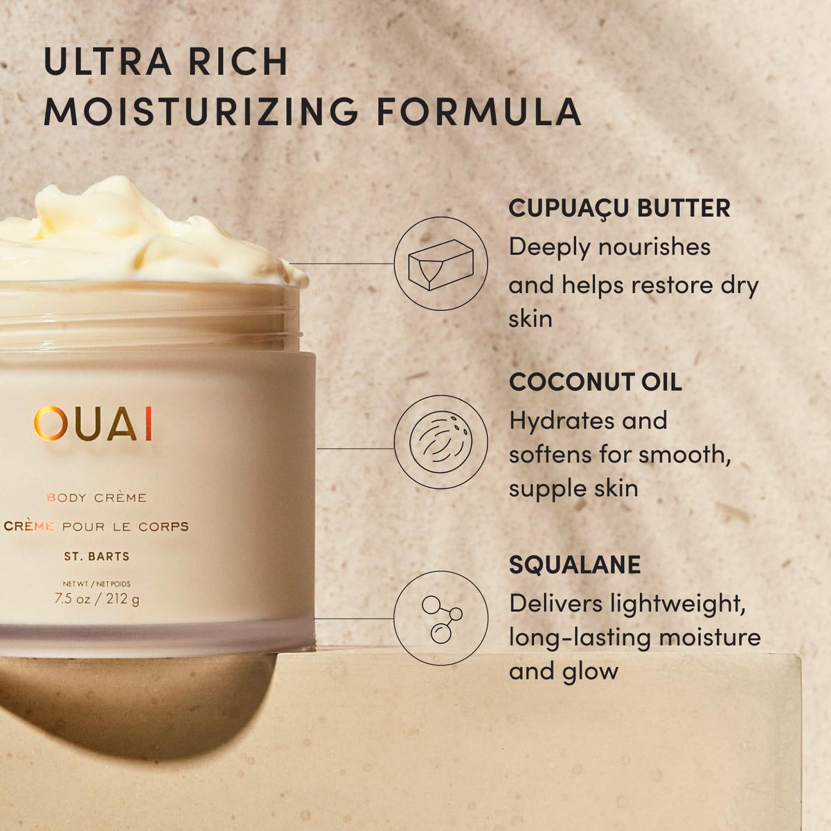 OUAI Body Cream - Hydrating Whipped Body Cream - St. Barts (7.5 oz)