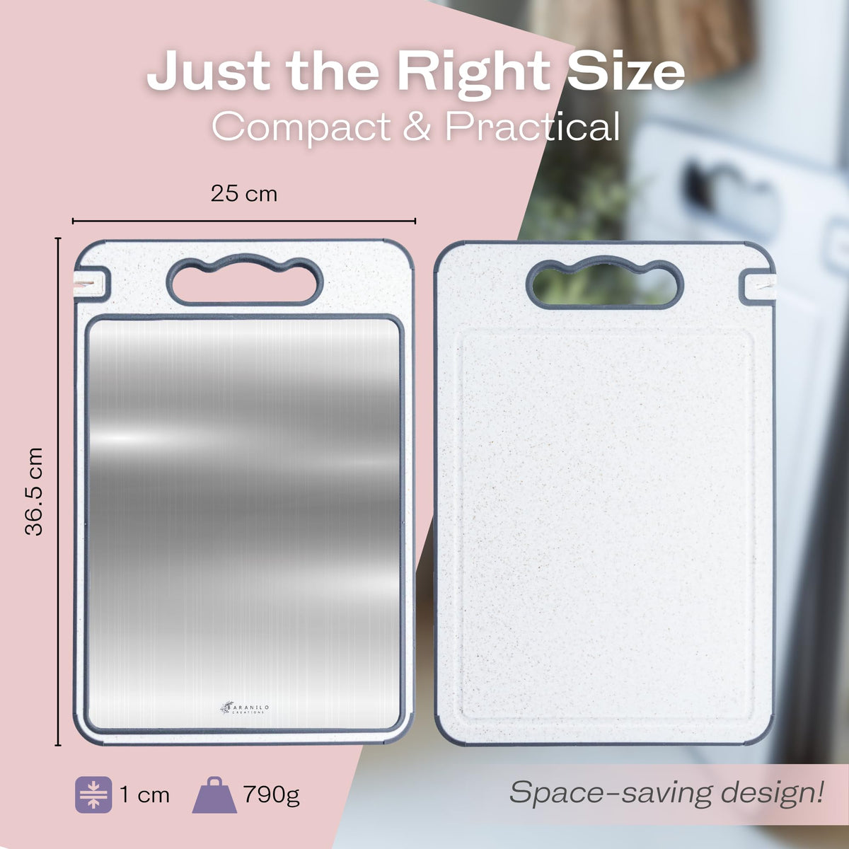 Non-Toxic Double-Sided Stainless Steel Cutting Board Dishwasher Safe