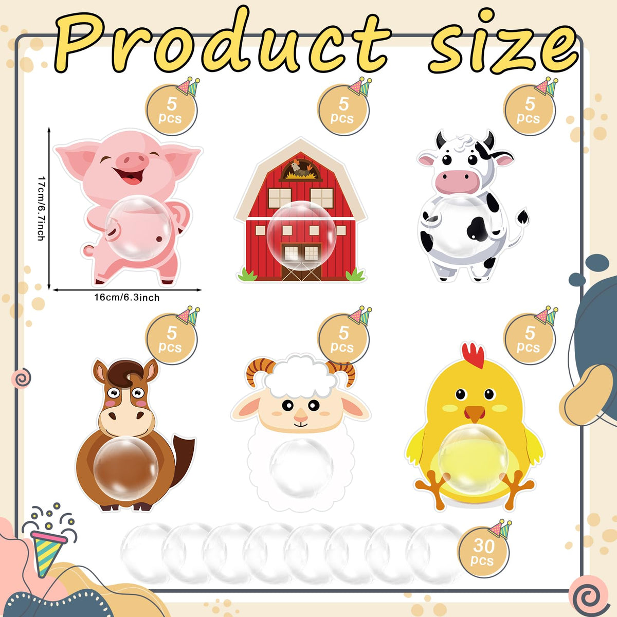 Motiskyy 30 Pack Farm Animal Candy Card with Clear Candy Domes Chocolate Holder Cards for Farm Themed Farmhouse Party Birthday Shower DIY Gift