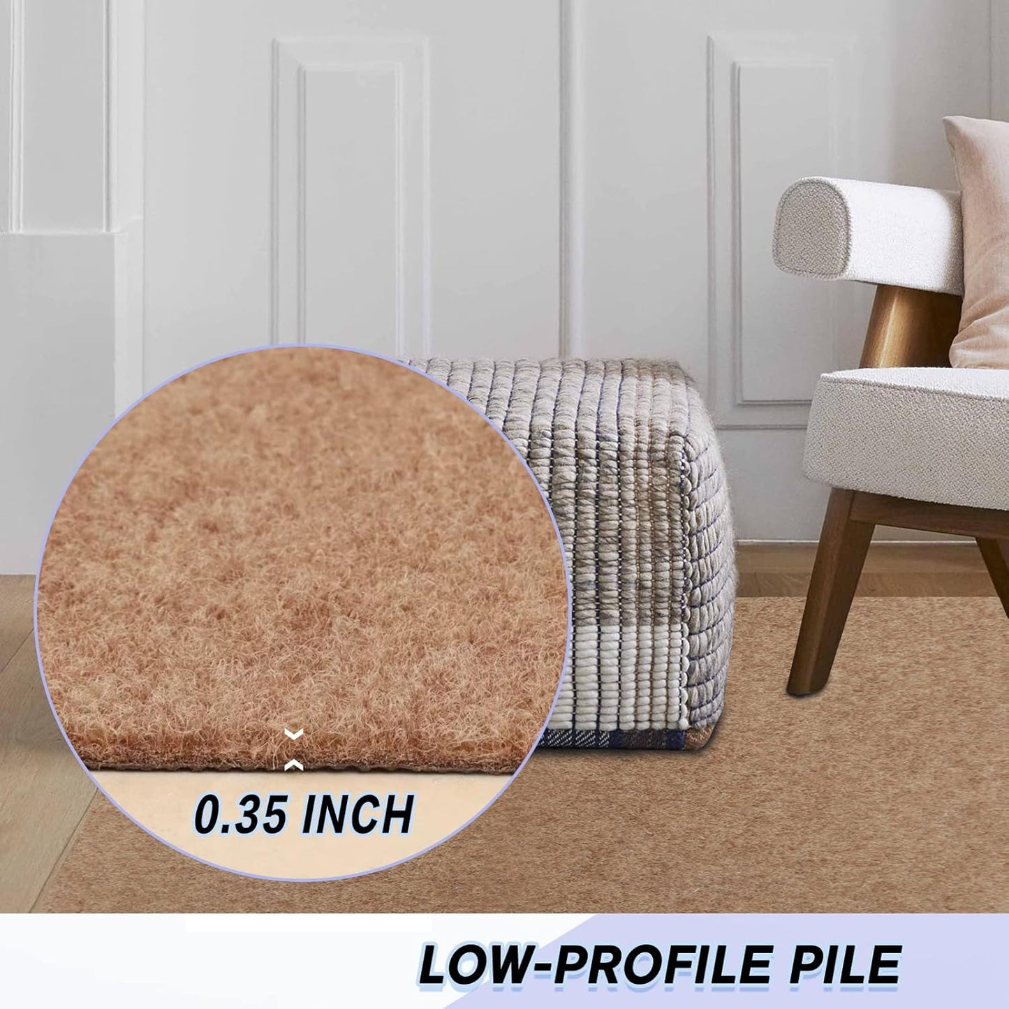 Custom Size Backed Non-Slip Area Rugs Runner, Easy Clean, Waterproof Runner Rugs for Hallway Entryway, Kitchen, Laundry, 3FT x 46FT, Beige