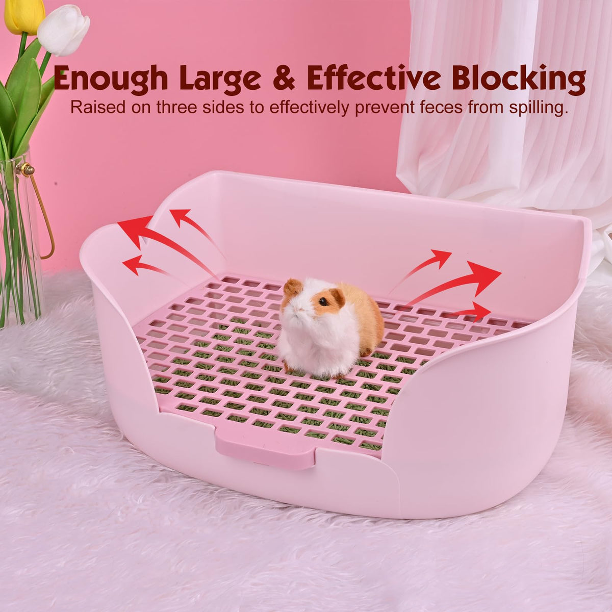 RUBYHOME Large Bunny Litter Box (15.5" x 11.1" x 6.2") Small Animal Litter Pet Toilet Potty Trainer Corner Litter Bedding Box Pet Pan for Rabbit Guinea Pig Easy to Clean (Purple)