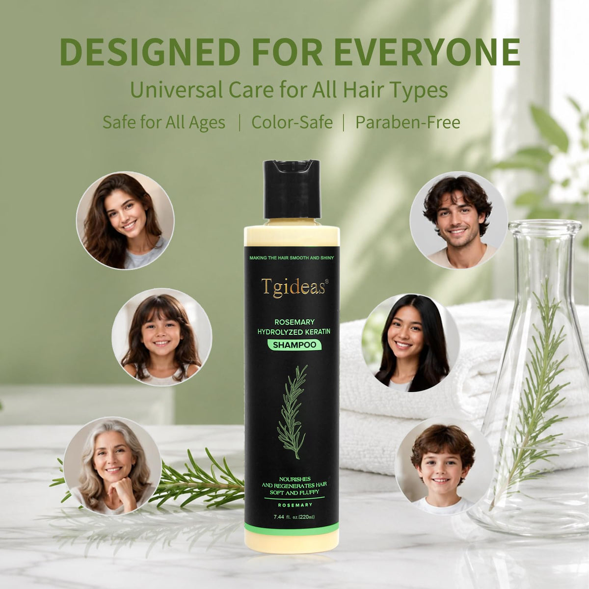 Tgideas Rosemary Biotin Volumizing Shampoo for Thinning Hair, 7.4 Fl Oz