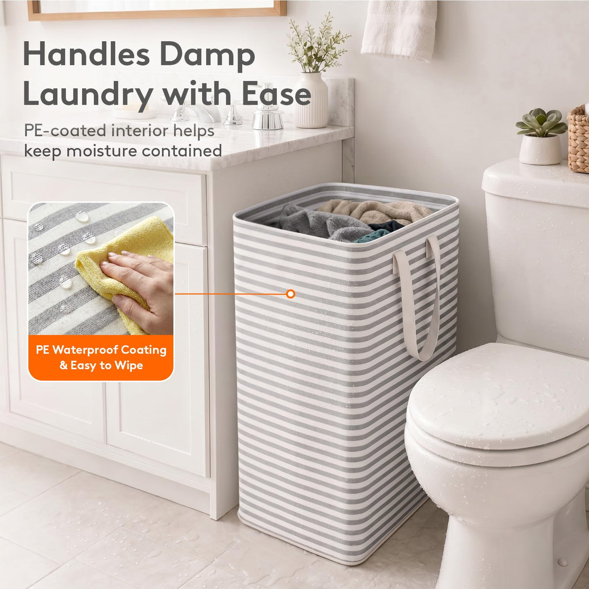 Lifewit 80L Large Laundry Baskets, Laundry Hampers Bags, 2 Pack, Grey