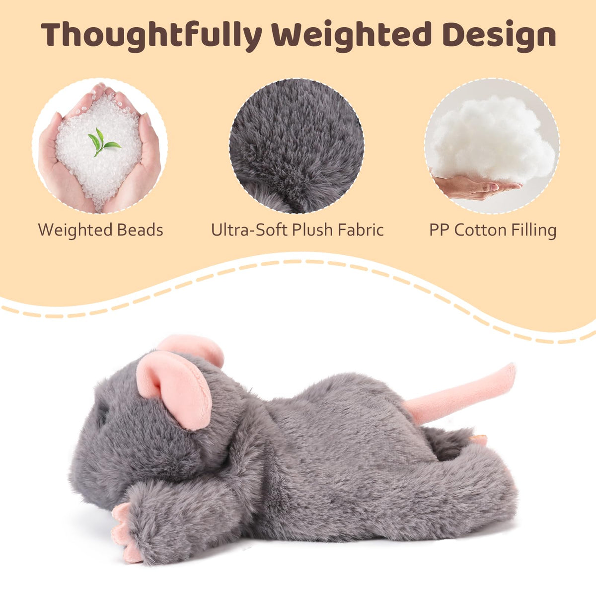 Cute Mouse Stuffed Animal Soft Mouse Plush Toy Birthday Gifts for Kids