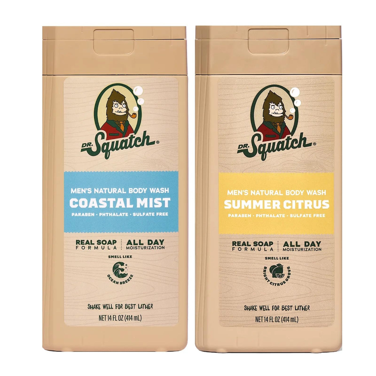 Dr. Squatch Natural Men's Body Wash, Moisturizing Shower Gel (14oz, 2-Pack)