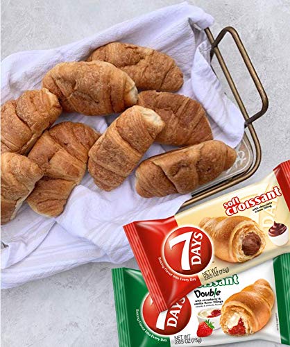 7 Days Soft Croissant Variety Pack (24 Count) – 12 Chocolate & 12 Strawberry Vanilla – Individually Wrapped On-The-Go