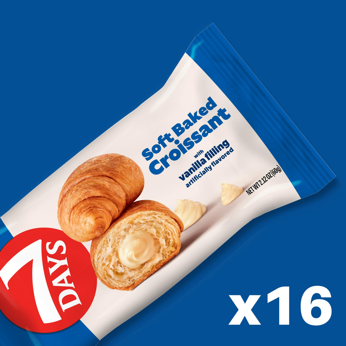 7Days Soft Croissant Multipacks (16 Pack) – Vanilla, Non-GMO Breakfast Pastry