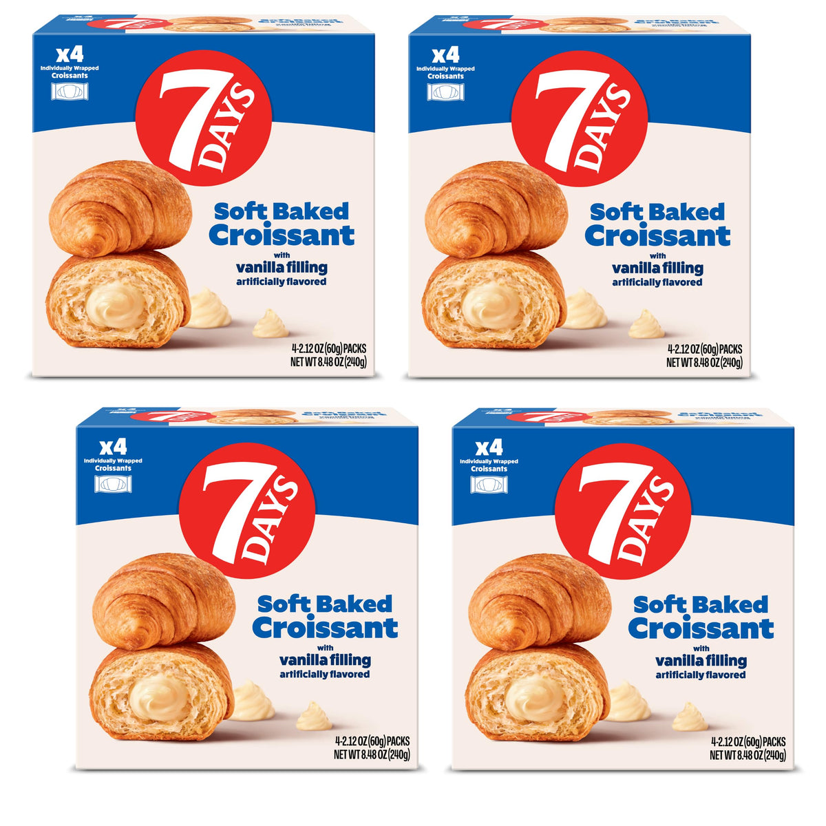 7Days Soft Croissant Multipacks (16 Pack) – Vanilla, Non-GMO Breakfast Pastry