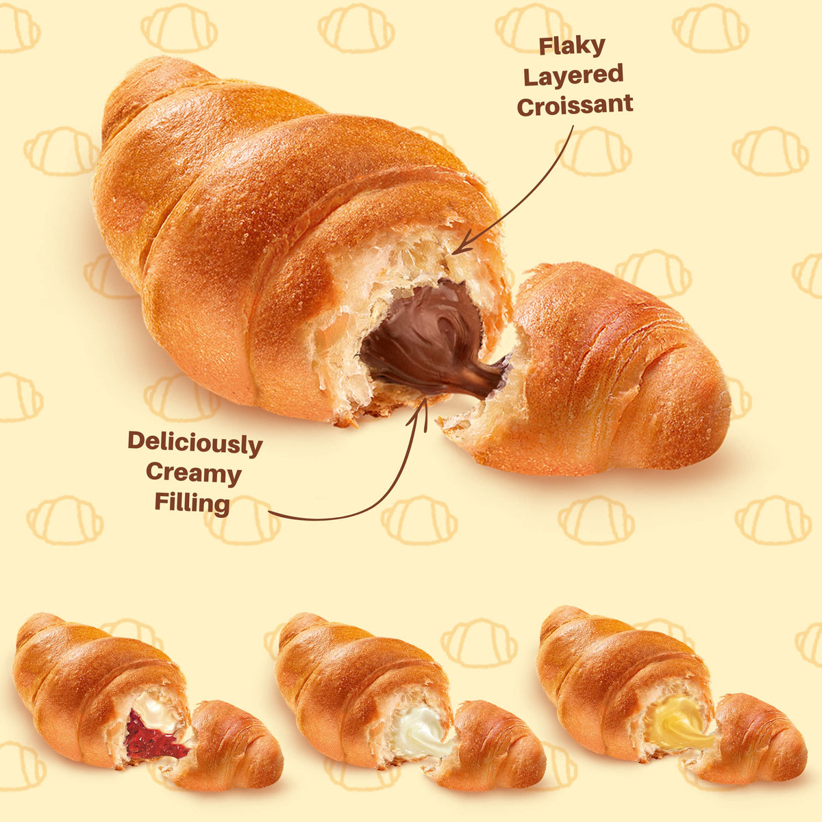 7 Days Soft Croissant Variety Pack (24 Count) – Chocolate, Vanilla, Strawberry Vanilla & Caramel