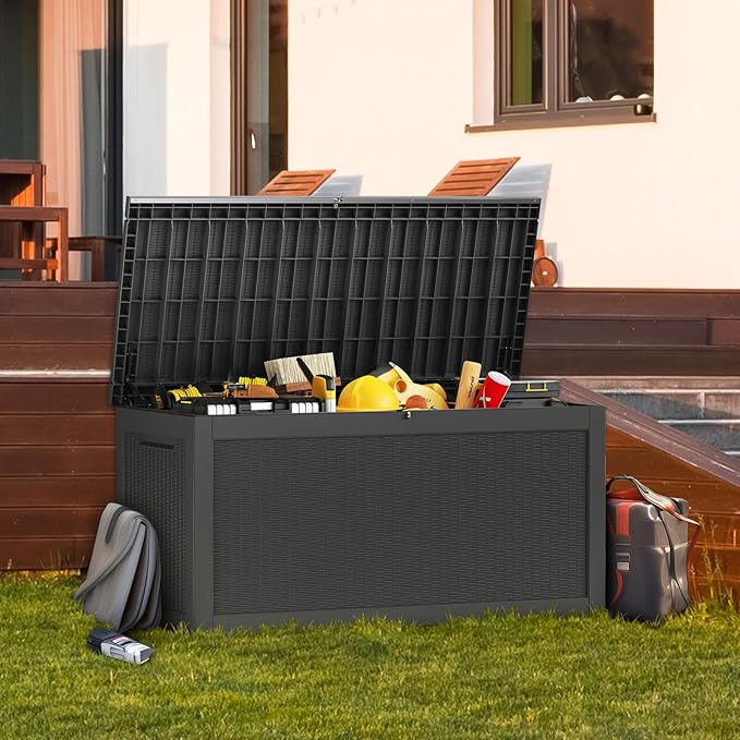 260 Gallon Outdoor Storage Box – Waterproof Deck Box for Garden & Patio,Black