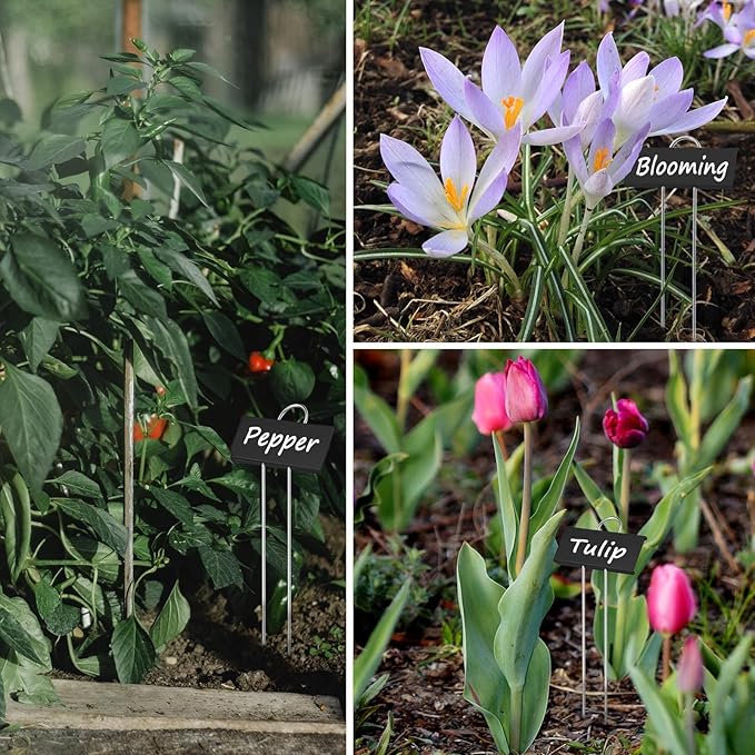 30pcs Plant Labels for Outdoor Garden Waterproof Plant Markers for Outdoor Plants, 11inch Metal Plant Tags and Labels Garden Markers for Seedlings Herbs Vegetable Greenhouse Gifts (Black)
