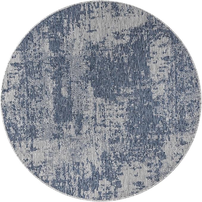 Keen Home Design Terrace Outdoor Round Rug - 8ft Round Washable Indoor/Outdoor Rug for Patio, Kitchen, Balcony, Beach, Garden, Deck and Porch, Size: 7'7" Round