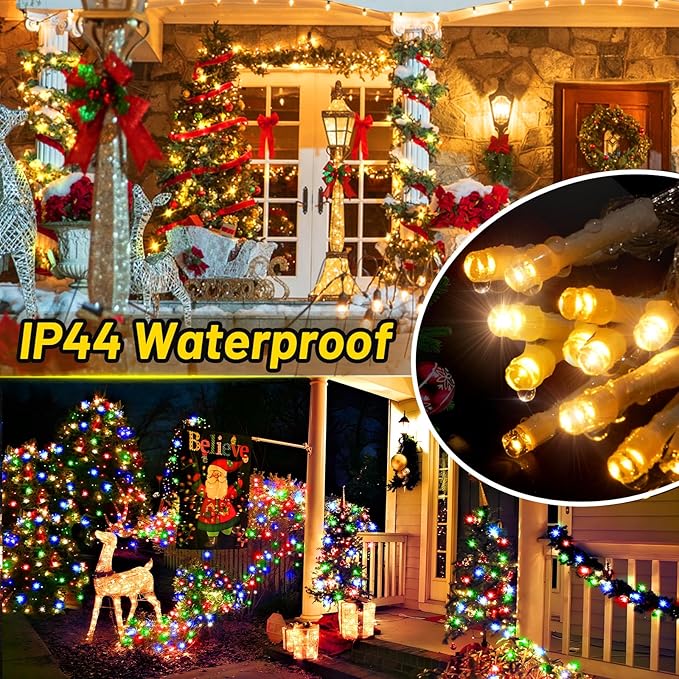 KNONEW 403ft 1000 LED Christmas Lights Color Changing String Lights Outdoor with 11 Modes for Xmas Tree Trunk Yard Porch Outdoor Wedding Party Decorations (Warm White to Multicolor)