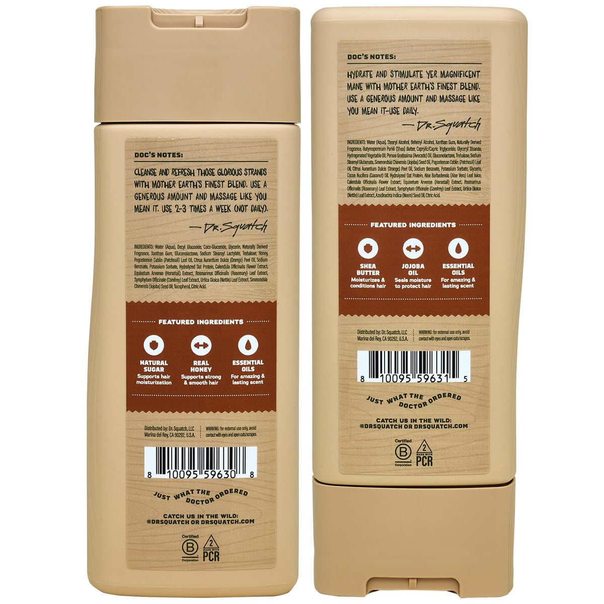 Dr. Squatch Men's Natural Shampoo and Conditioner Set (11 fl oz, 2-Pack)