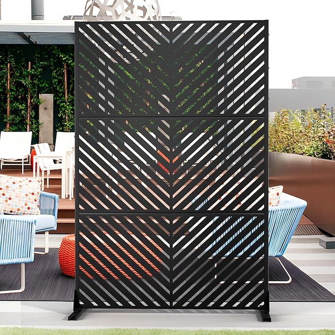Outdoor Privacy Screen,72" H×47" W Metal Privacy Screen, Freestanding Privacy Fence Panels for Patio