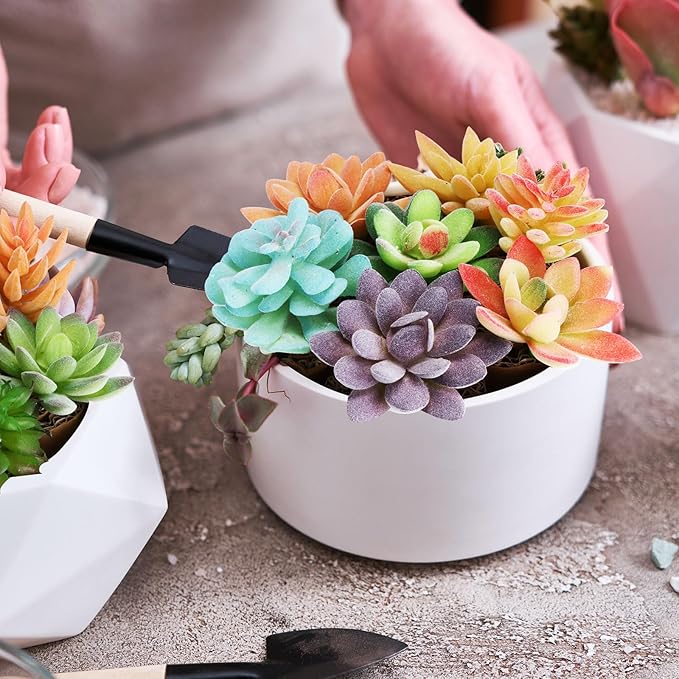 Tigeen 80 Pcs Artificial Plastic Succulents Realistic Textured Assorted Decorative Fake Faux Succulents Unpotted for Lotus Landscape Garden Arrangement