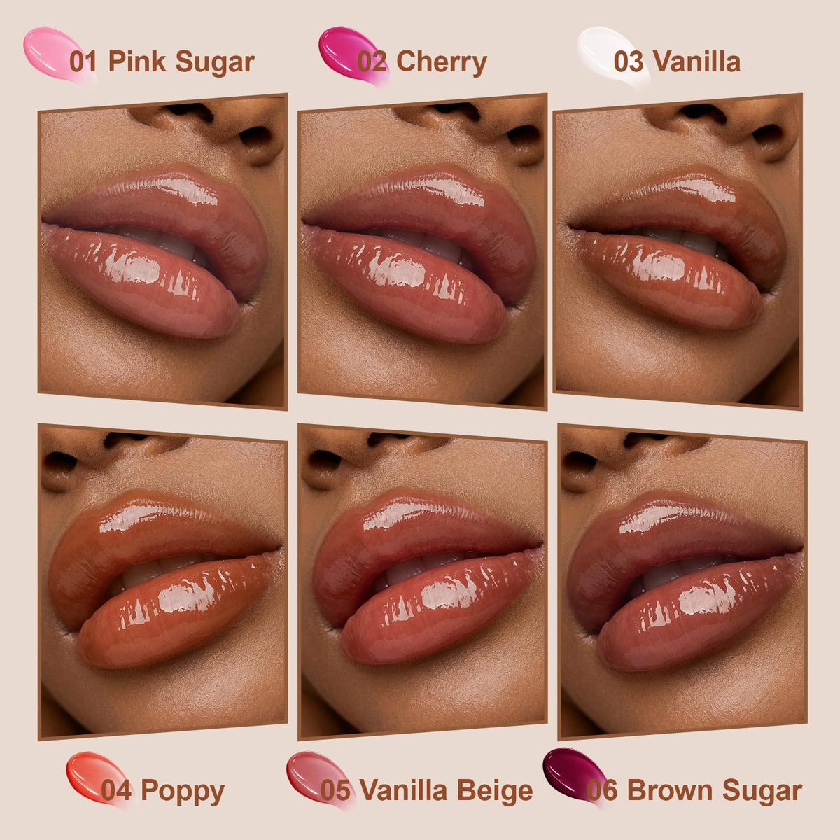 6 PCS Summer Lip Butter Balm, Lip Gloss for Instant Moisture