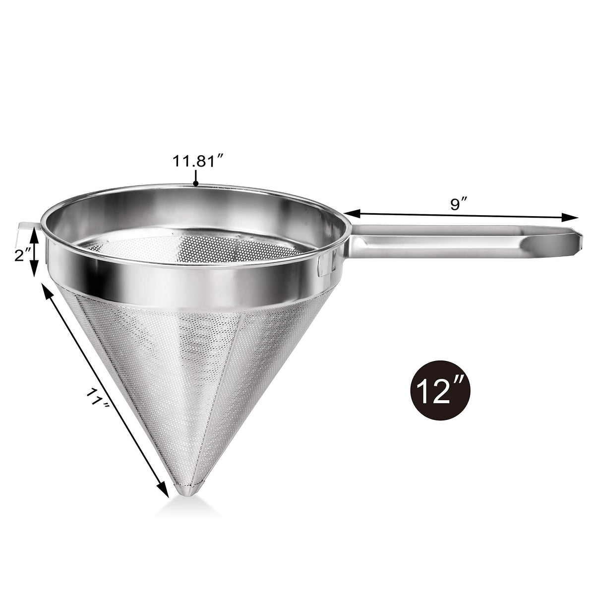 New Star Foodservice 34196 18/8 Stainless Steel China Cap Strainer, 7-Inch, Coarse Mesh