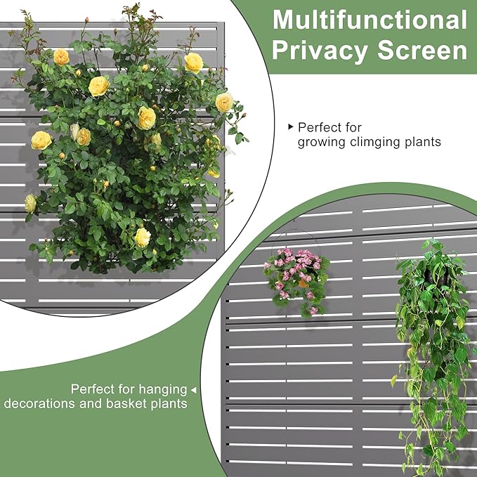 Casaphoria Metal Raised Garden Bed with Trellis and Wheels, 72"x35"x16" Planter Box for Climbing Plants, Vegetables & Vines, Features Drainage Holes and Privacy Screen (Grey-Louvered)