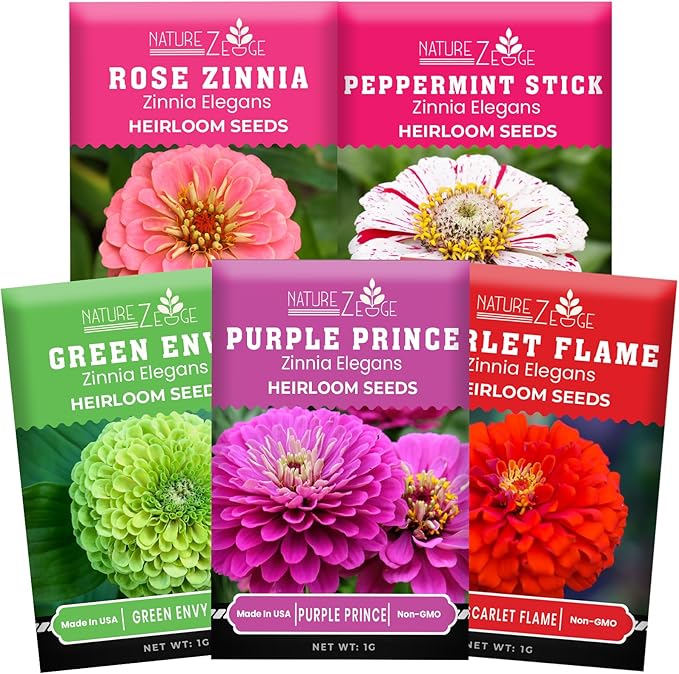 NatureZ Edge Zinnia Seeds for 2025 Planting Outdoors, Over 650 Flower Seeds, 5g, Non GMO Made in USA, Bulk Semillas De Flores para Sembrar, Variety Mix, Easy to Grow Zinnia Seed Mix