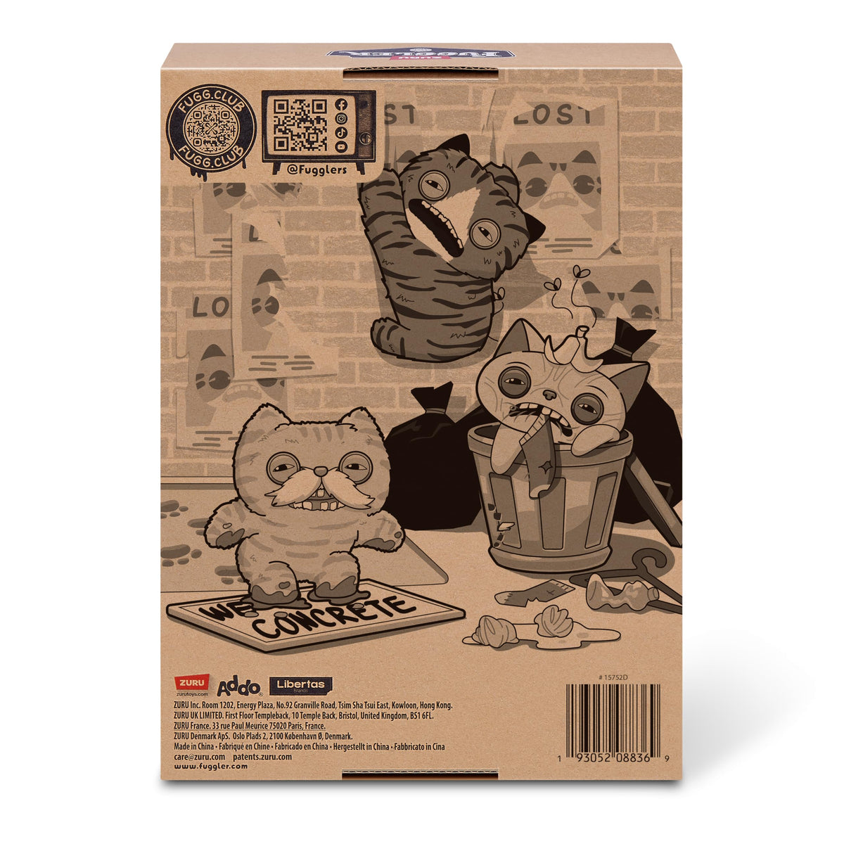 Fuggler Alley Cats 9-Inch Plush Toy (Cheezee) Grey by ZURU – Funny Ugly Monster Stuffed Animal with Human-Like Teeth, Collectible Plush for Kids, Tweens, Teens, Adults & Cat-Loving Weirdos
