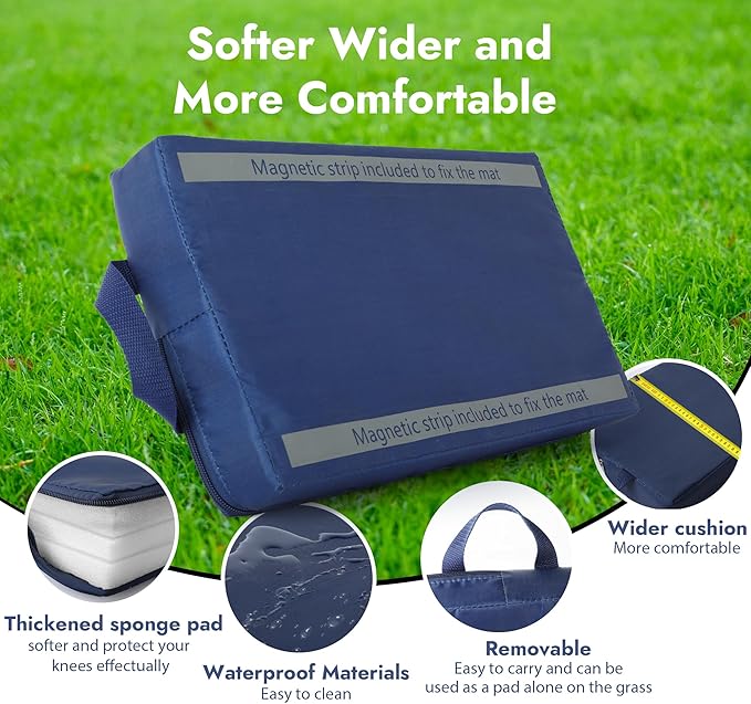 Foldable Garden Kneeler and Seat, Patented Thicker Wider Softer Kneeling Pad with Magnetic Stripe, 350lbs Heavy Duty Durable Garden Stool with Tool Bag, Gardening Gift for Women and Men