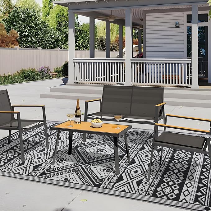 Outdoor Rug 6x9 ft Waterproof, Reversible Outdoor Plastic Straw Rug for Patios Clearance, Outdoor Area Rug Carpet RV Mat for Camping Backyard Deck Porch