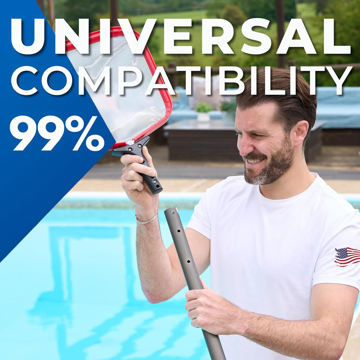 ProTuff Flat Pool Skimmer Net – 2 Year Unconditional Free Replacement – Heavy-Duty Flat Net, Fine Mesh for Leaves, Silt & Pollen – Strong Aluminum Frame, Fits Standard Telescoping Pole