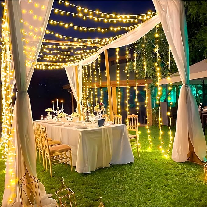 KNONEW 403ft 1000 LED Christmas String Lights Outdoor 8 Modes & Timer Fairy Light Plug in Waterproof LED Wedding Lights for Xmas Yard Tree Party Holiday Decorations (Warm White)