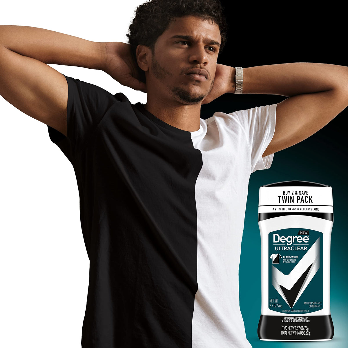 Degree Men UltraClear Antiperspirant Black+White Sweat & 2 Count 2.6