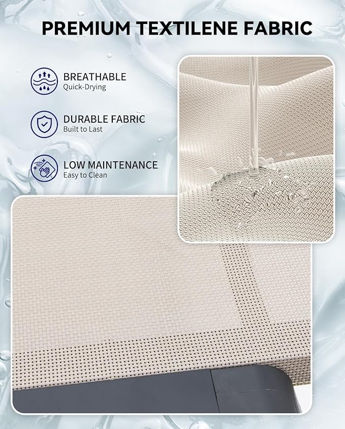 Aluminum Chaise Lounge Chair Outdoor, Foldable Patio Lounge Chair 2 Sets Assemble-Free, Pool Lounge Chairs with 5 Adjustable Backrest, Outdoor Lounge Chairs for Outside Poolside Beach Lawn Beige