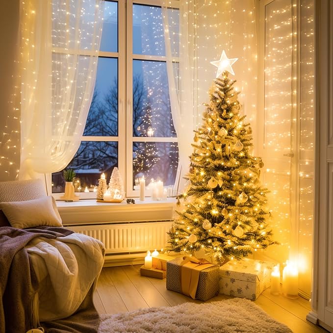 JMEXSUSS 200 LED String Lights Indoor Outdoor Clear Wire, Connectable Warm White Christmas String Lights for Bedroom, 66 Ft Twinkle Fairy String Lights Plug in for Home Wedding Tree Yard Patio Spring