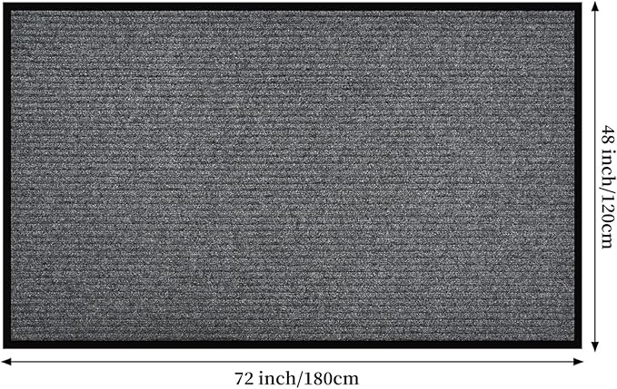 Profile Rubber Door Mat, 72x48inch, Heavy Duty, Entrance Doormat, Indoor and Outdoor, Waterproof, Easy Clean Shoe Scraper, Home Rug Welcome Mats for Entryway, Patio, Porch(Light Grey)