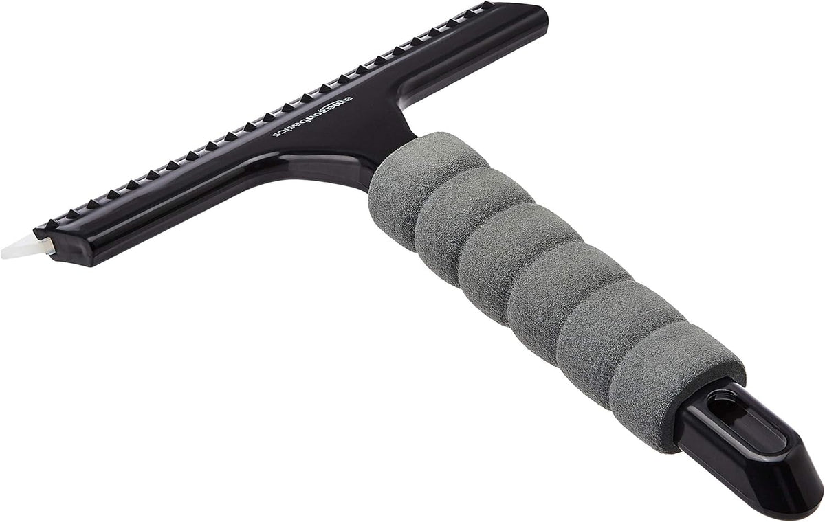 Amazon Basics Window Squeegee with Handle for Car Windows, Glass, Mirror, Black