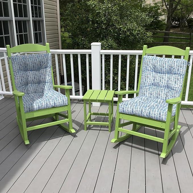 LVTXIII Outdoor Adirondack Chair Cushions, L42 x W21 x H4 Patio Tufted Low Back Cushions, Seasonal Replacement Rocking Chair Cushion for Home Garden Furnitue, Set of 2, Pebble Blue