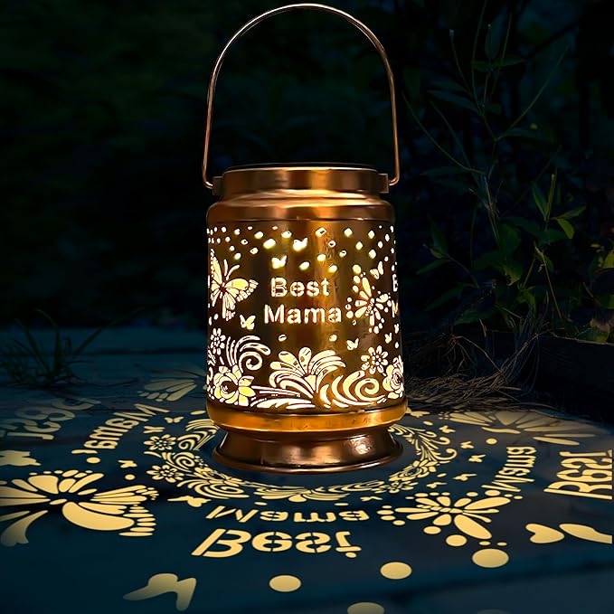 KY&BOSAM Solar Lanterns Outdoor Waterproof Butterfly Garden Decor Hanging Solar Lights Outdoor Gifts for Women Mom Grandma Metal Decorative LED Lanterns for Yard, Patio,Backyard,Porch,Pathway Decor
