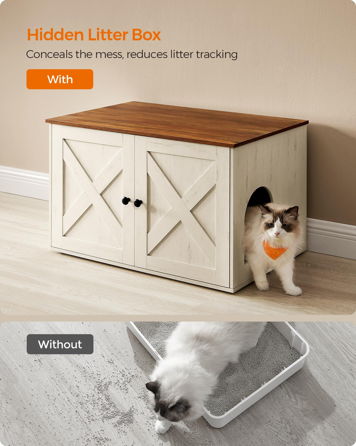 Feandrea Cat Litter Box Enclosure, End Table, 31.5 x 20.9 x 19.7 Inches