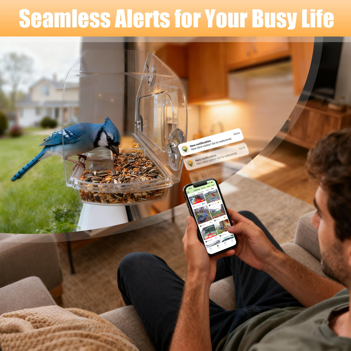 Window Bird Feeder with Strong Suction Cups & Smart Waterproof Bird Camera