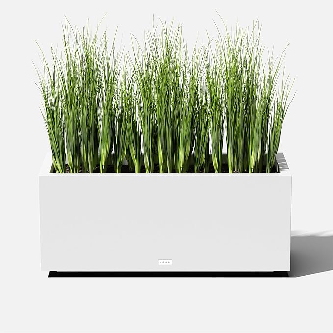 Veradek Block Series Long Box Planter - Large Rectangular Planter for Indoor or Outdoor Patio/Porch | Durable All-Weather Use with Drainage Holes | Modern Décor for Tall Plants, Flowers or Shrubs