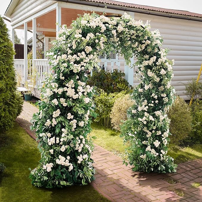 VINGLI Garden Arbor, Arch Archway for Wedding Ceremony Party, Steel Garden Trellis for Plant Climbing, Christmas Garden Decorations Pergola for Garden, Backyard, Lawn (Black, 52.2x22.8x83.9in)