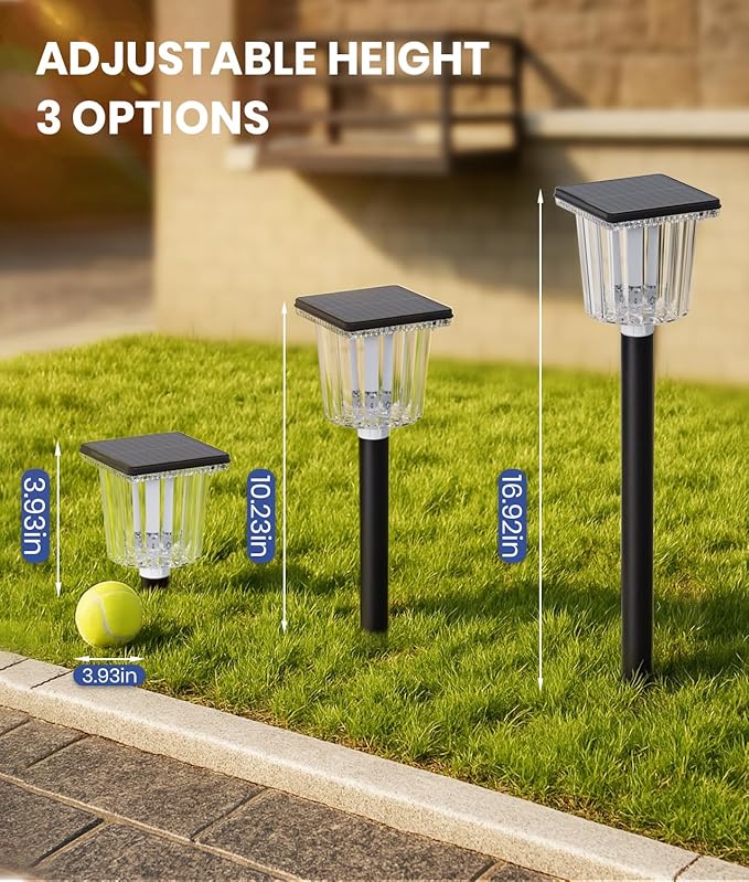 Super Bright Solar Pathway Lights Outdoor Powered,Adjustable Warm&Cool White,Waterproof IP65 Garden Decor Landscape Lighting Outside for Yard/Patio/Walkway/Driveway/Landscape (Obsidian Black, 3 Pack)